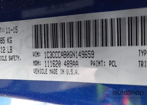 2016 Chrysler 200 Limited from USA, damaged, VIN 1C3CCCAB0GN149659